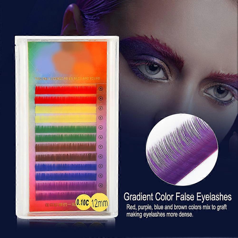 Rainbow Colorful False Eyelash Extension Gradient Color Fake Eye Lashes Individual 12mm