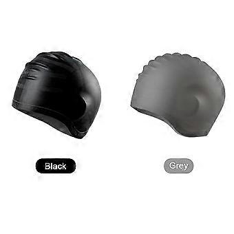 2pcs Women Men Swimming Cap Elastic Portable Soft Silicone Ear