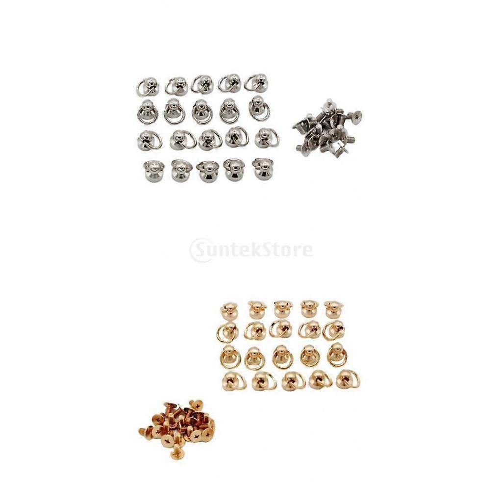 40 Sets Brass Button Rivet Studs Screw Back Round Head  Craft