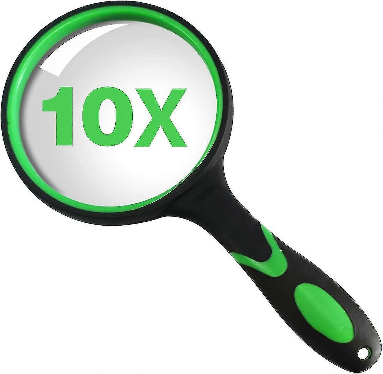 Magnifying Glasses 10x Magnifier For Kids And Seniors With 75mm Non-scratch Shatterproof Quality Glass Len And Non-slip Rubber Handle For Reading, Nat