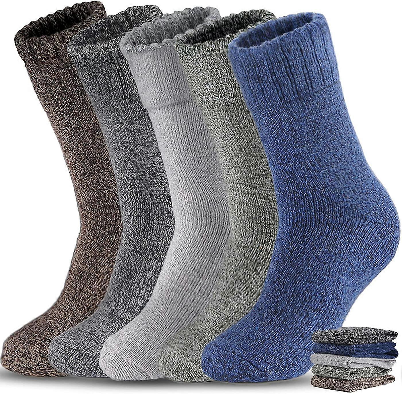 5 Pairs Men Wool Socks,Warm Winter Socks(size fits 6-11)