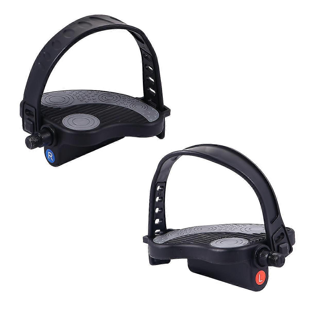 1 Pair Exercise Bike Pedals With Straps Spin Bike Pedals Random Pattern