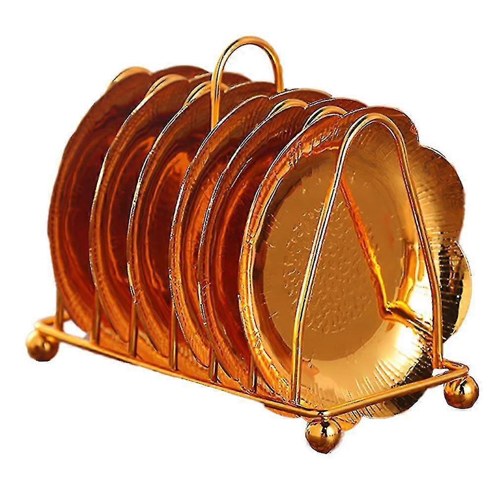 Coaster Creative Drink Coasters With Decorative Rack Non-slip Metal Cup Mats Tabletop Display With Holder