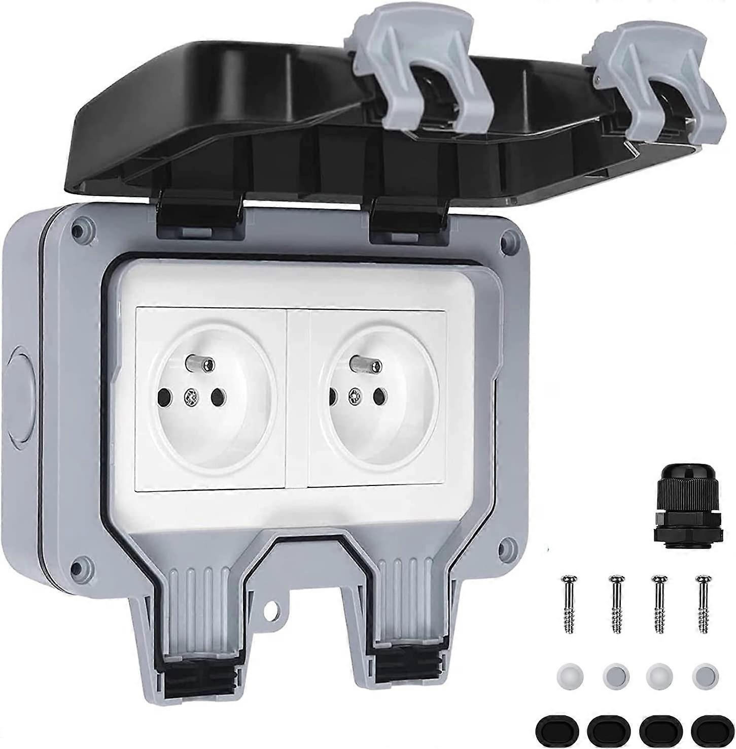 Waterproof Socket Double Outdoor Electrical Outlet IP66 Waterproof Wall Socket 16A