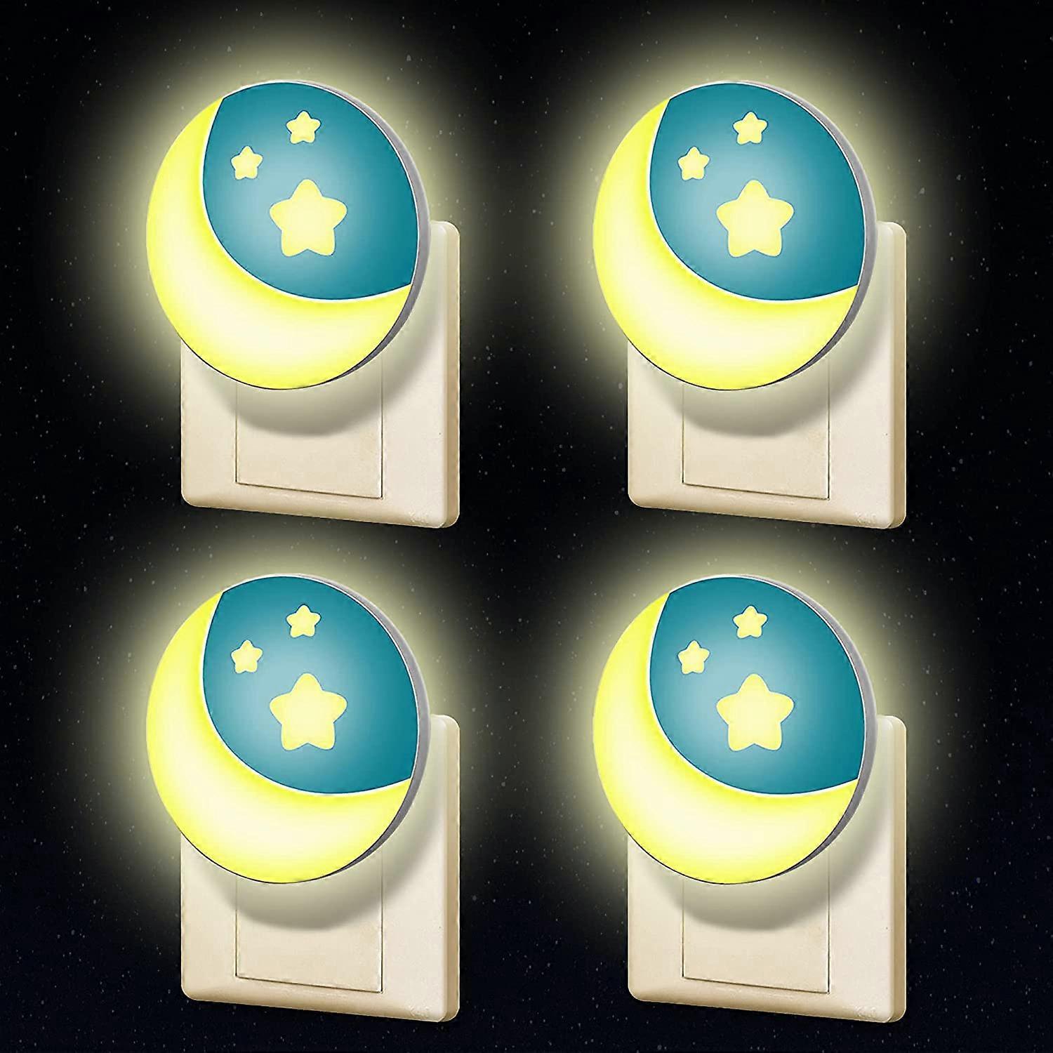 Dww-Veilleuse Enfant sur Prise lectrique, 4 Pices LED Lampe de Chevet avec Capteur Crpusculaire, Lumire de Nuit Murale pour Chambre de Nouveau-n, clai