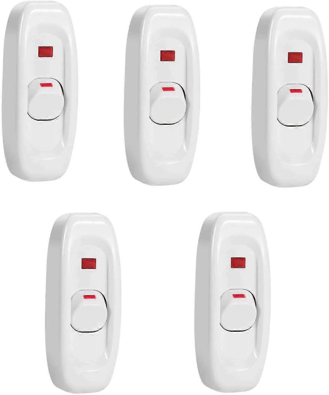 Wire Light Switch, 5 Pcs Ac 250v 10a Compact, Rocker, Toggle Switch Led Wire Light Control Solder Tab Button (white)