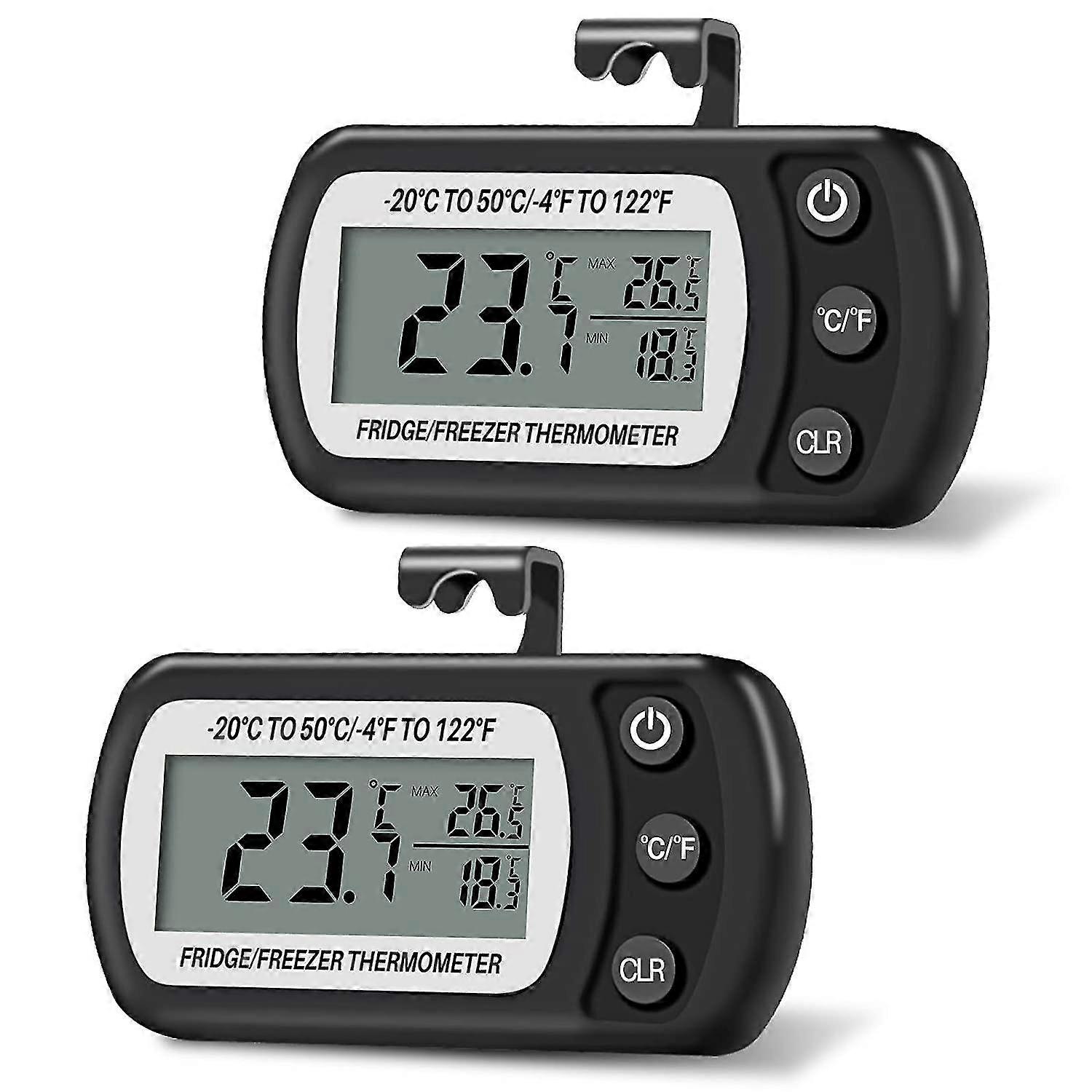 2pcs Digital Digital Meter -20c To 50c,with Hook,lcd Temperature,maximum Temperature Record(black)