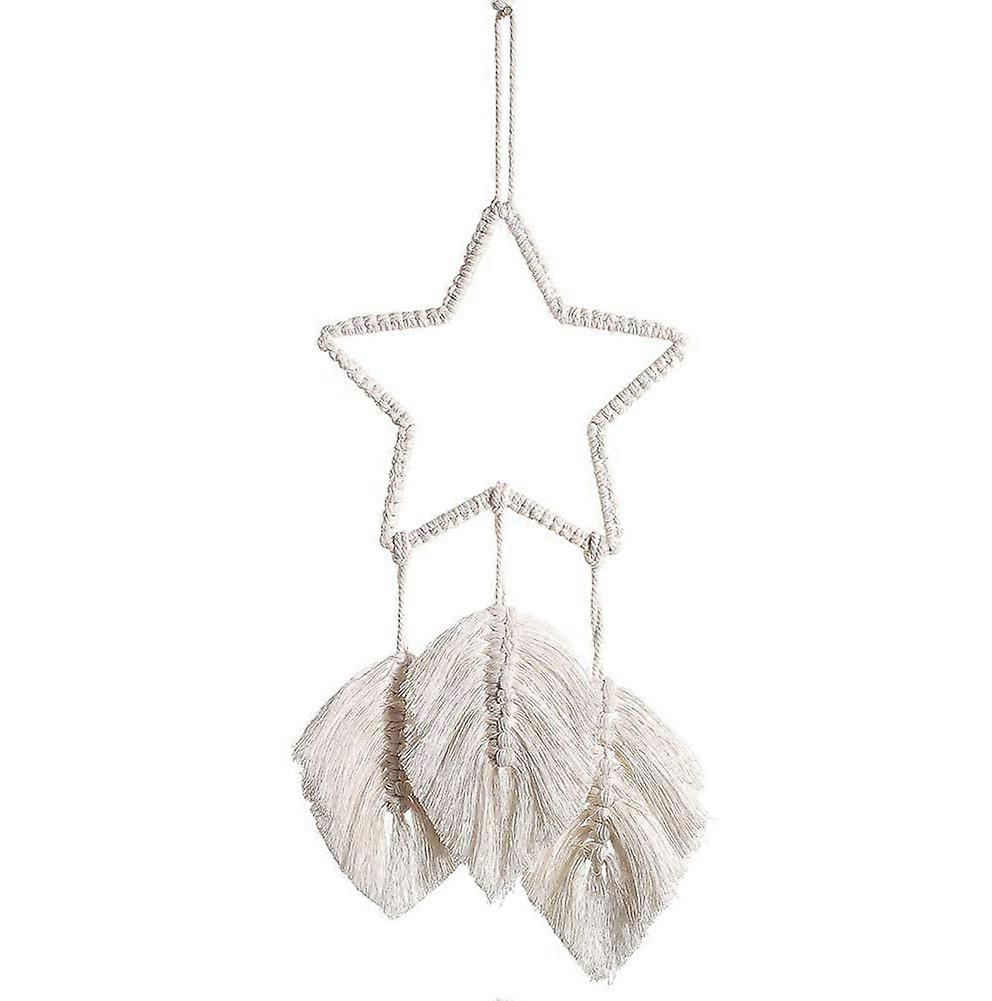 Boho Decor Macrame Wall Hanging Star Leaf Feather Woven Wall Art Tapestry