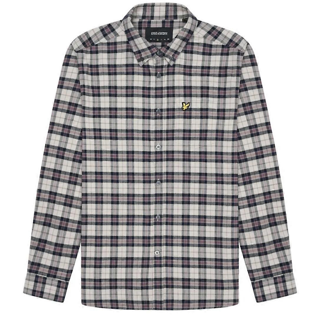 Lyle & Scott Check Flannel Navy Blue Long Sleeve Shirt