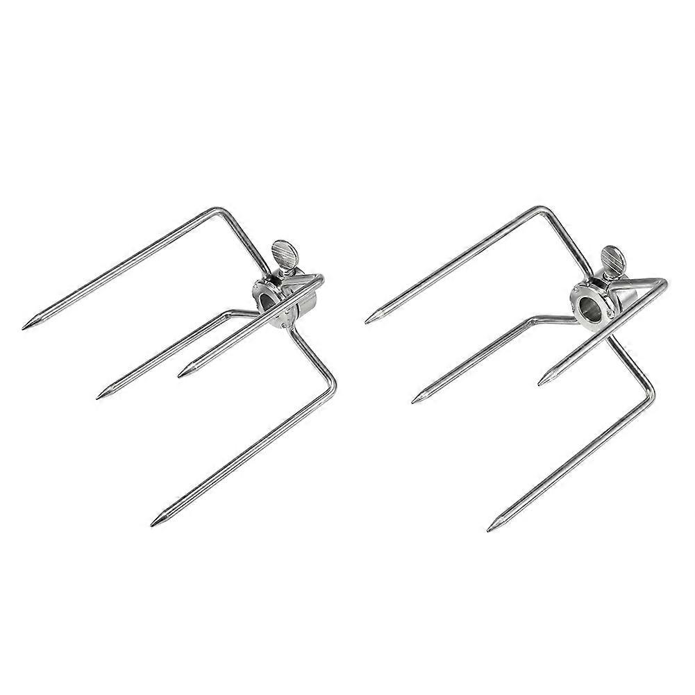 2PCS Multifunctional Stainless Steel BBQ Fork Grill Spit Barbecue Tool