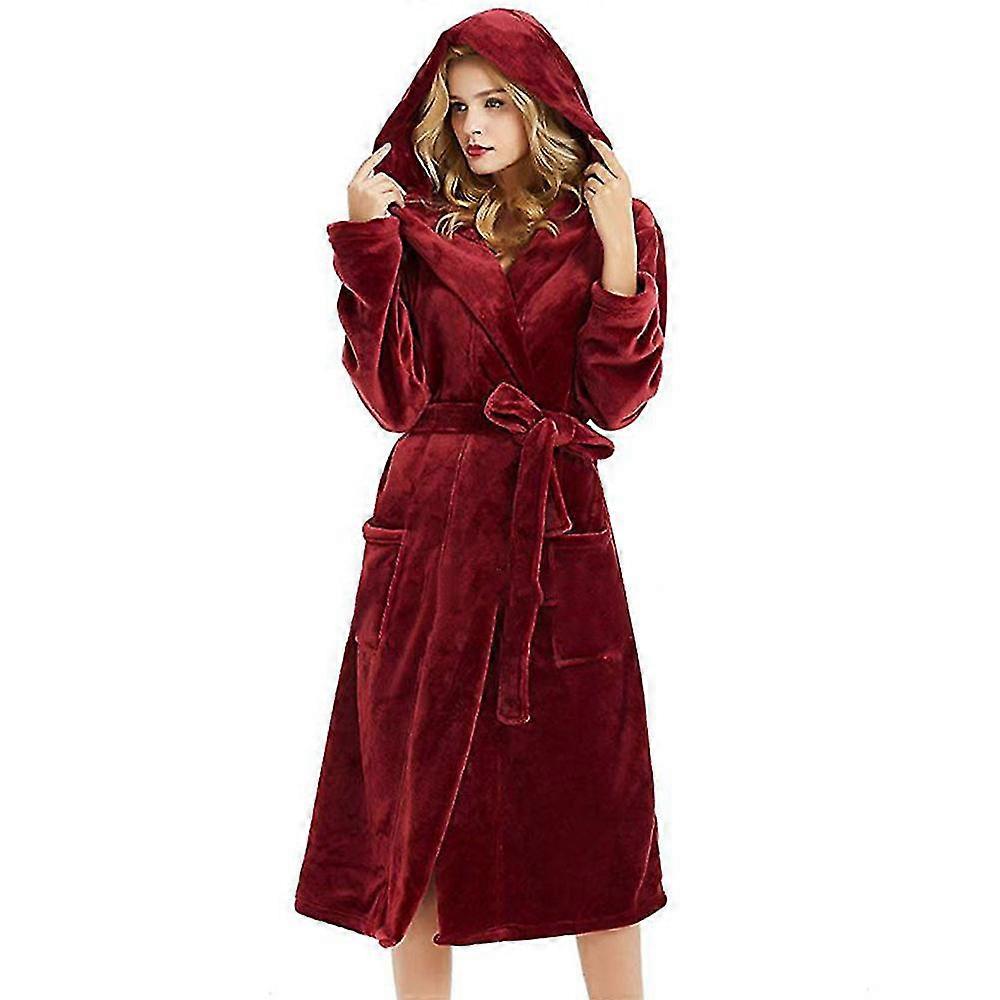 Femmes Robe robe à capuche Toison doublée Peignoir moelleux