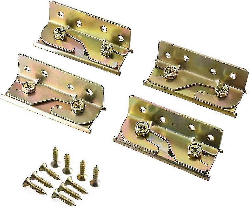 Bed Hinge, 4 Pieces Bed Rail Bracket, Heavy Duty Bed Hinge, Furniture Bracket Connector, With Screws, For Bedroom Bed Hinge Bracket Fixed Connection