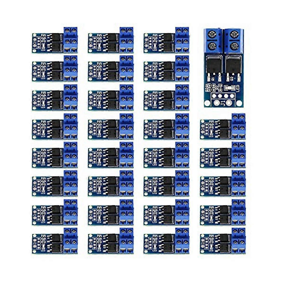 30 stk Mosfet Switch Drive Module DC 5V-36V 15A (maks 30A) 400W Dobbel høy effekt 0-20kHz Pwm DC motorhastighetskontroller