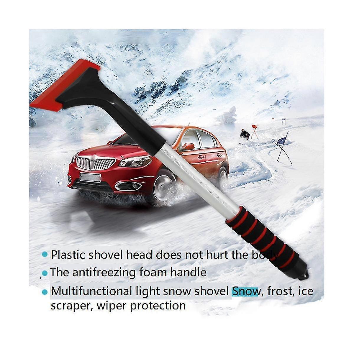 Extendable Ice Scraper Snow Brush Detachable Snow Removal Tool With Foam Handle 360 Pivoting Brush