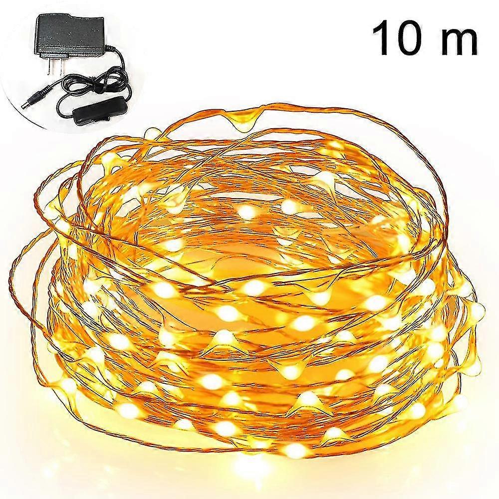 Switch Button Plug-in 10m Led String Lights Copper Wire Decorative Lights 100 Leds For Wedding, Bedroom, Patio, Christmas