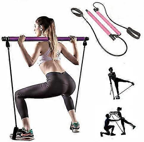 Portable Yoga Pilates Bar Kit, Pilates Equipment With Resistance Band Bar For Total Body Workout, Yo