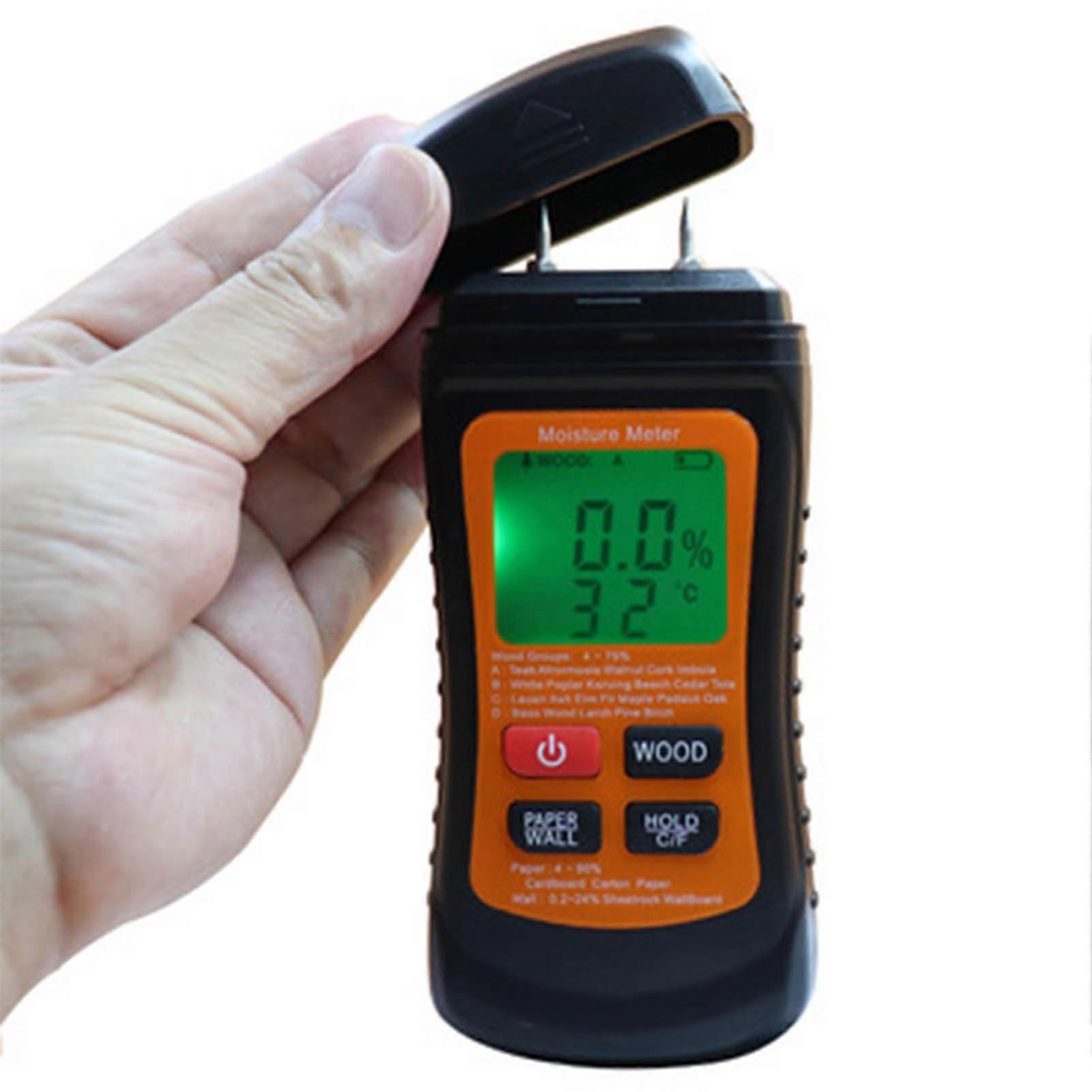 3 In 1 Two Pins Digital Wood Moisture Meter Handheld Large LCD Display Wood Timber Moisture Humidity Meter Tester Detector