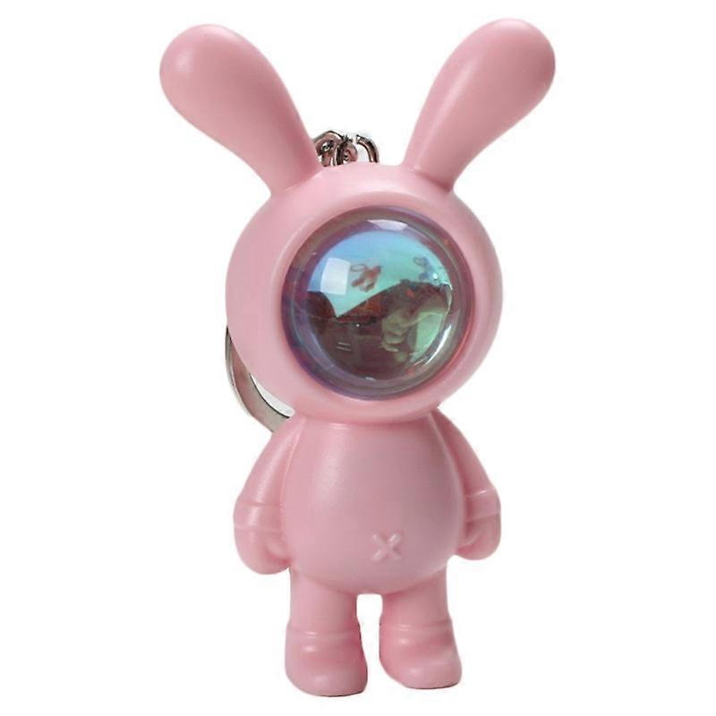 Cartoon Rabbit Keychain with Sunset Projector Light Backpack Space Keyring
