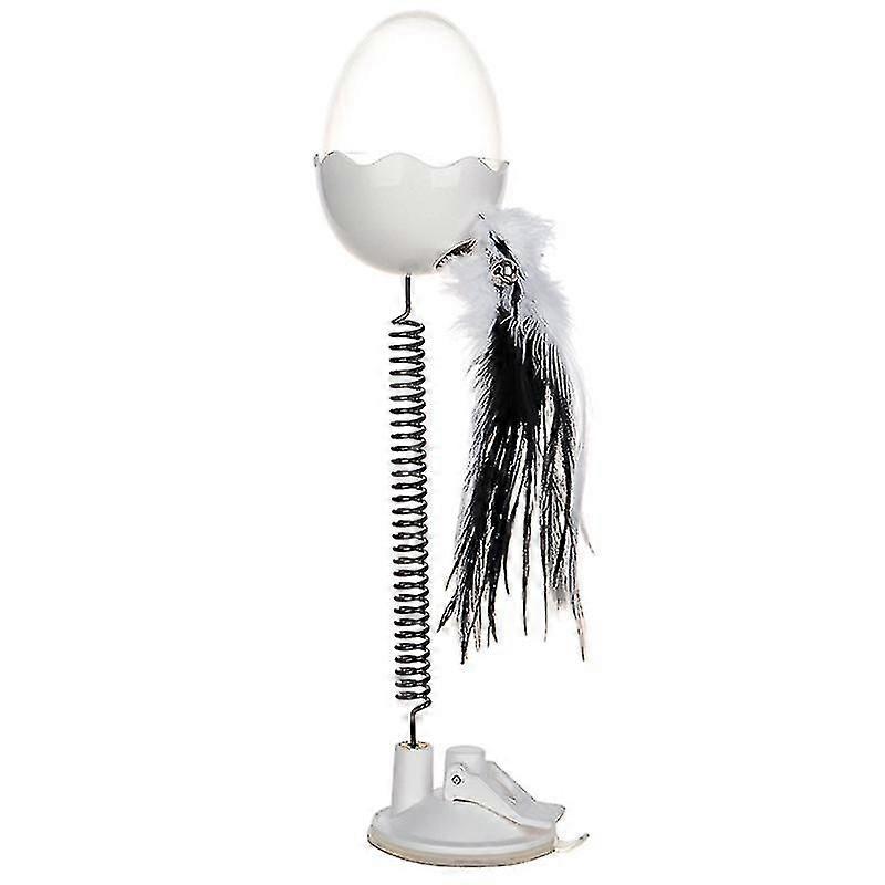 Interactive Egg-shaped Cat Toy With Elastic Wire And Feather Leaking Device