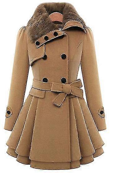 Women's Slim Long Woolen Coat Double-breasted Woolen Coat