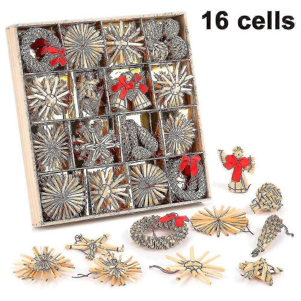 Environmentally Friendly Creative Wheat Straw Woven Christmas Pendant  9 Grids