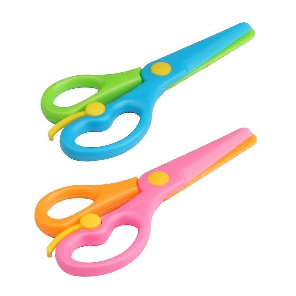 4 Pcs Children Safety Scissors Set, Toddler Scissors Age 3 Spring Loaded Plastic Preschool Scissors Pre-School Training Toys