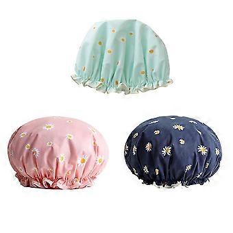 3pcs Reusable Shower Cap, 10.6" (navy Blue+light Blue+pink)