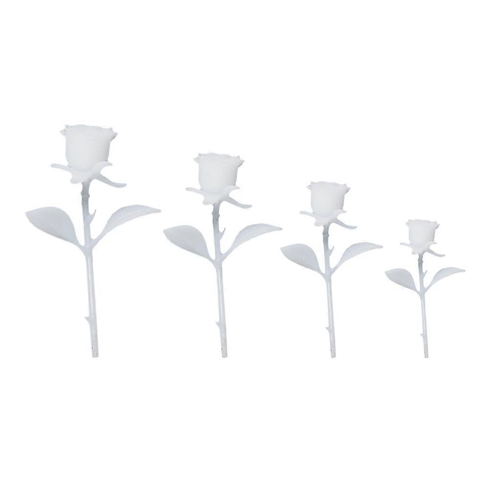 4 PCS Polyfill Stuffing Artificial Rose Pick Simulation Flower Picks Artificial 3d Flower Stem
