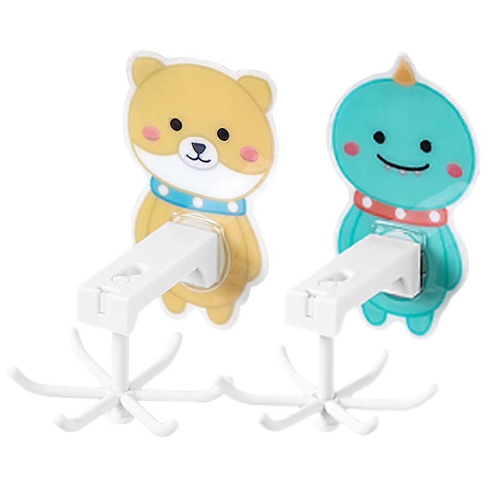 2pcs Rotating Hook Rotating Folding Hook 6-claw Kitchen Hook Cartoon Wall Hook
