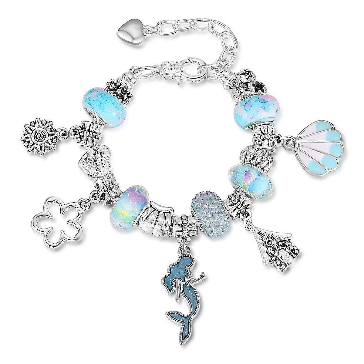 2023 Selling blue mermaid pendant bracelet Sea shell pendant beaded diy bracelet accessories Advent calendar