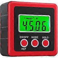 Digital LCD Protractor Inclinometer Inclinometer Waterproof Bevel Box Angle Gauge Bubble Level - (Red)