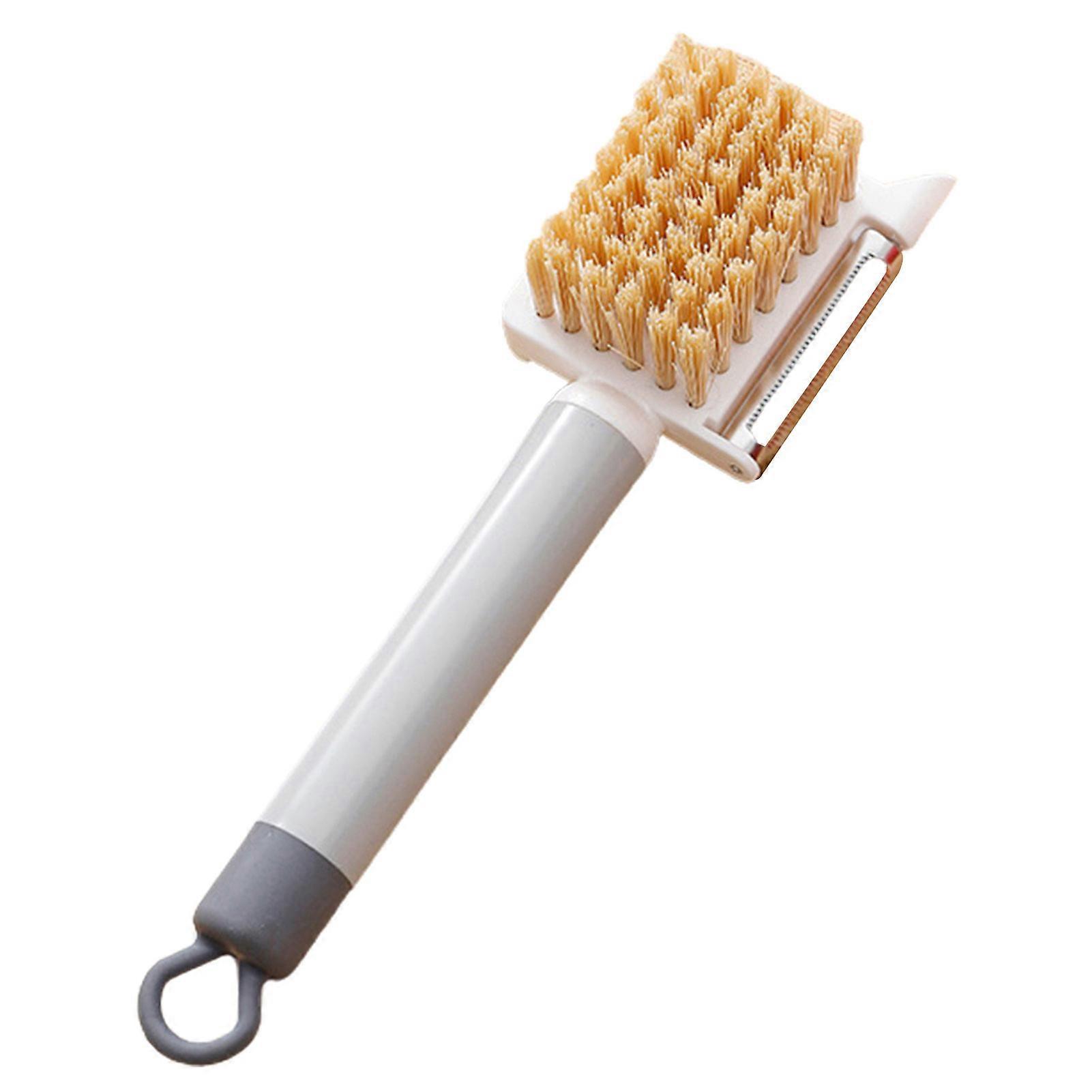 Manual Peeler 3-in-1 Fine Bristles Comfortable Handle Sharp Blade Fruit Vegetable Cleaning Brush Home Supplies Jikaixiang