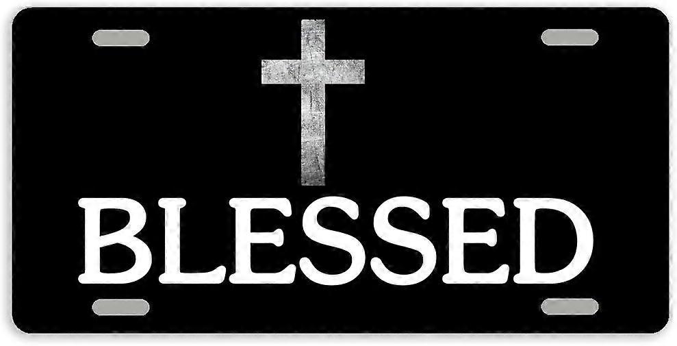 Tampa de Placa de Licença de Carro de Metal com Cruz Abençoada com 4 Furos 12 x 6 Polegadas