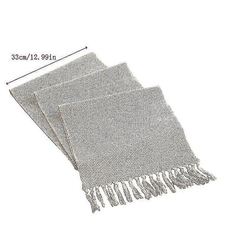 Burlap Jute Linen Rustic Woven Tablecloth Setting With Fringe For Christmas Home Party Decorations
