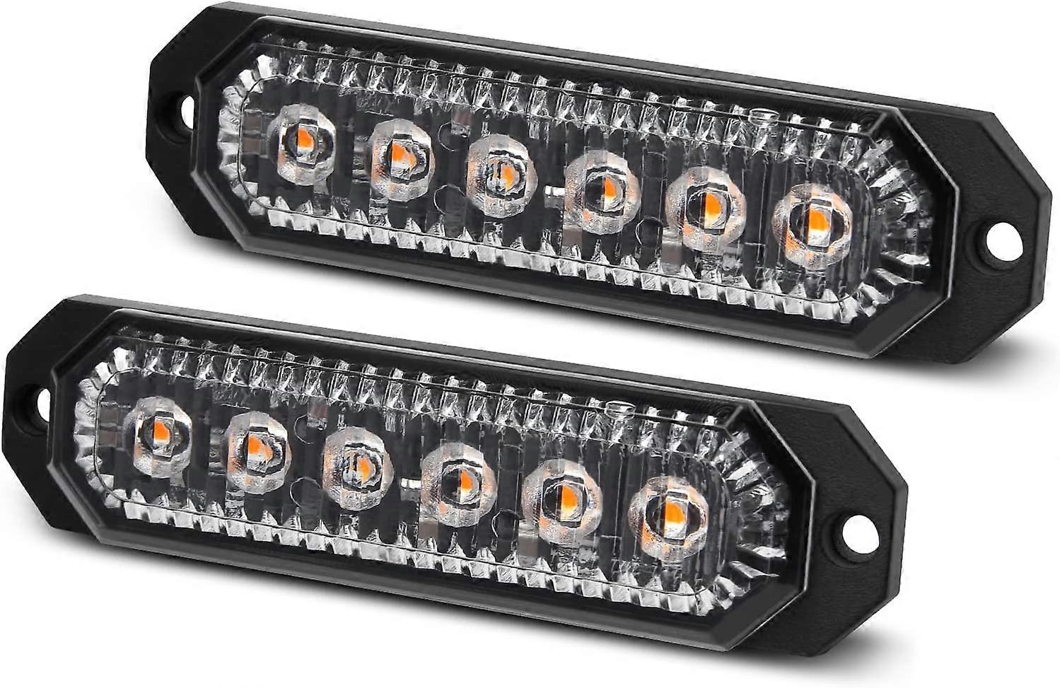 2 stk nødstrobelys gult blinkende LED-farevarsellys