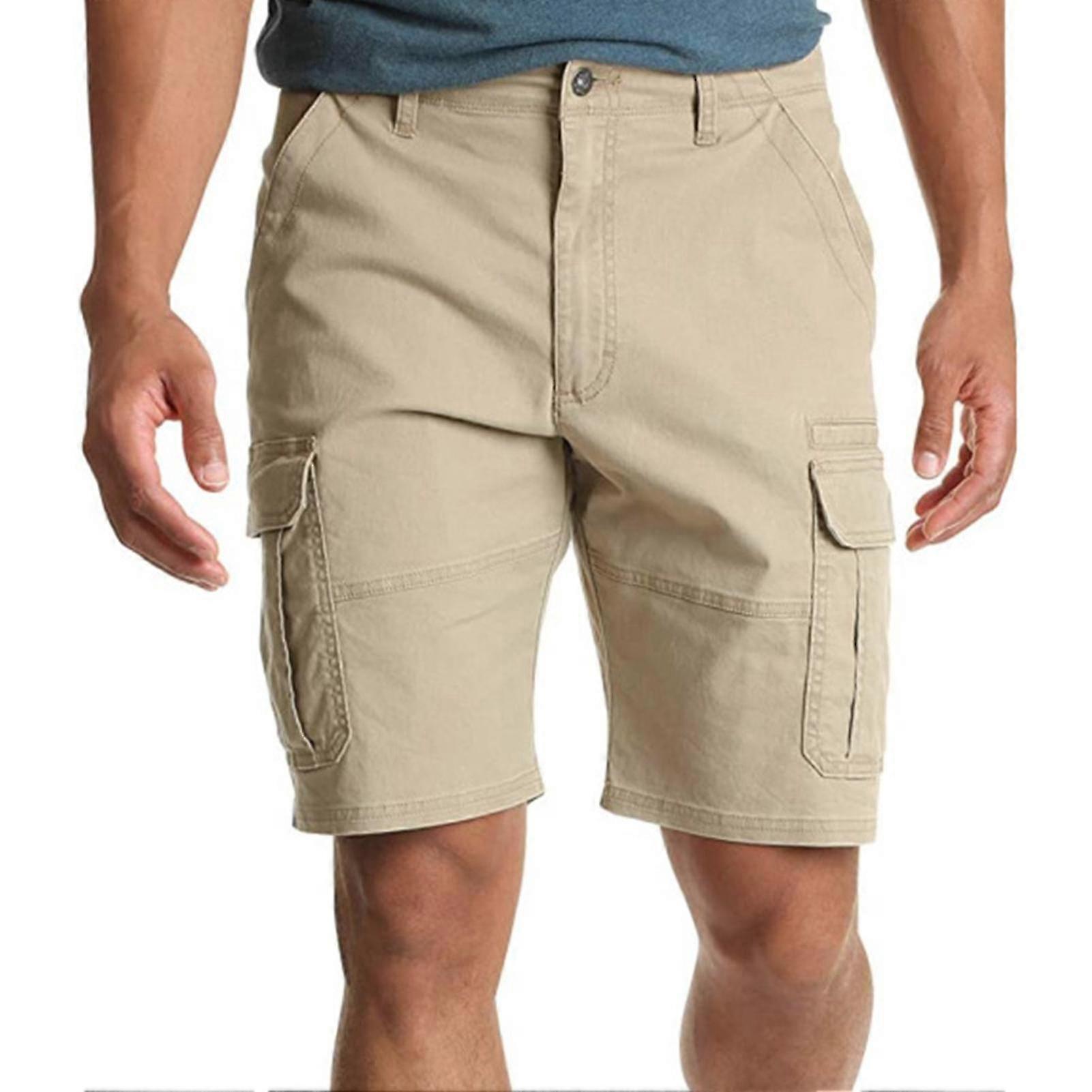Cargo Shorts Multi Pockets Thin Men Solid Color All Match Short Pants VCNMR