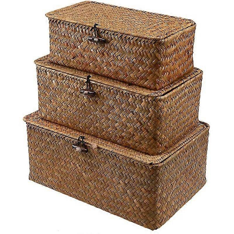 Wicker  With Lids Seagrass Laundry Baskets