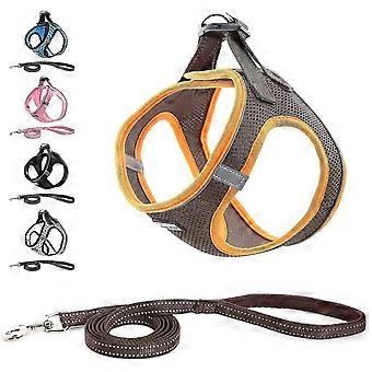 Arnês de Peito Resistente a Puxar, Refletivo, Para Cães Pequenos, Médios, Animais de Estimação, Filhotes, Gatos (Xxs, Marrom)