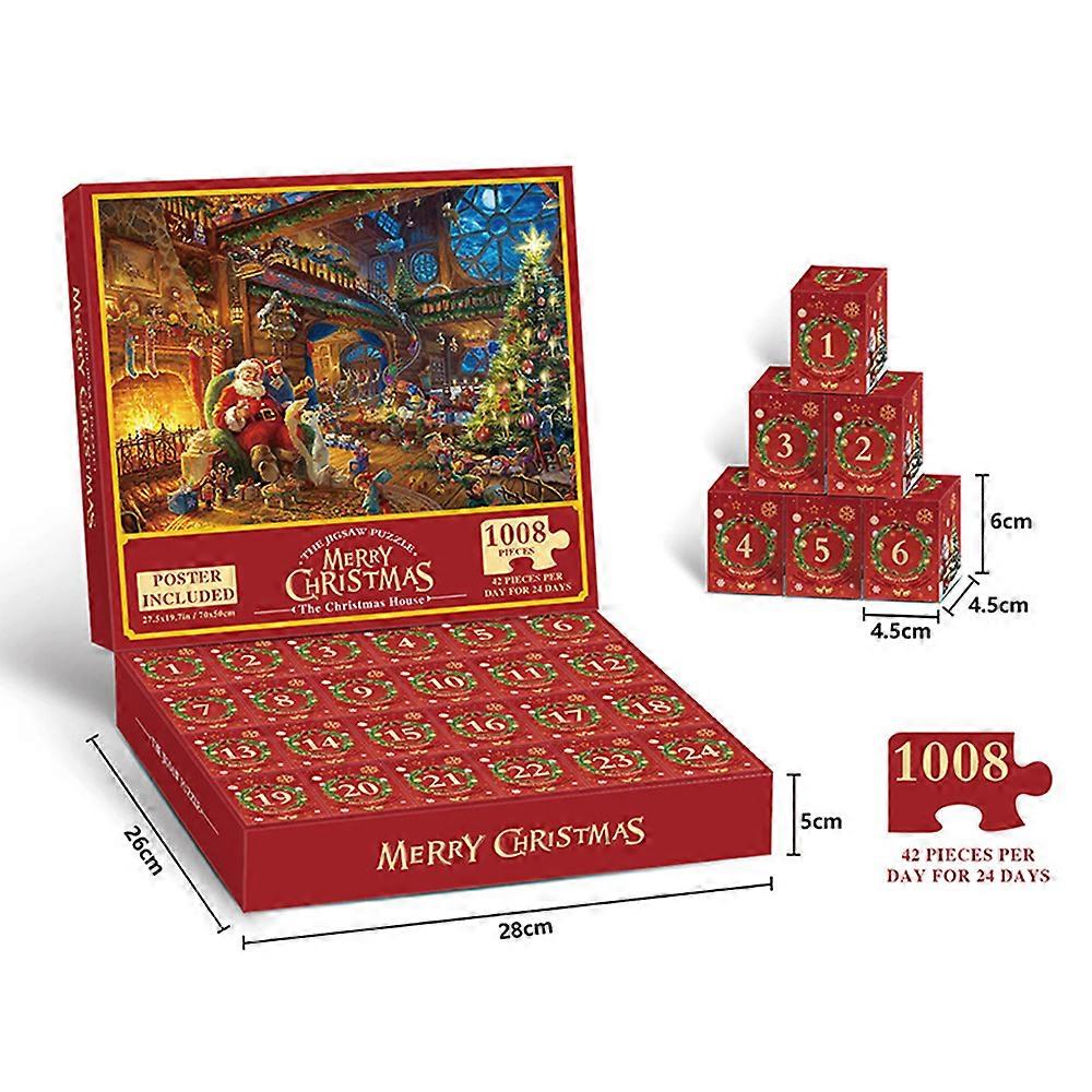 Advent Calendar 2025 Christmas Jigsaw Puzzle, 24 Boxes 1008 Pieces Xmas Countdown Calendars Puzzle For for Boys, Girls, Teens