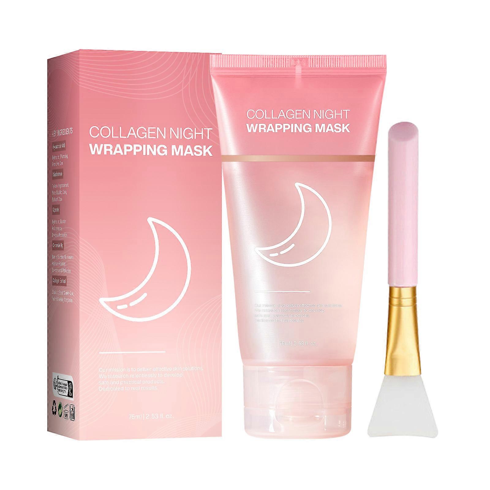 Collagen Night Wrapping Mask, Collagen Face Mask, Collagen Overnight Wrapping Peel Off Facial Mask, Hydrolyzed Collagen for Glowing Skin