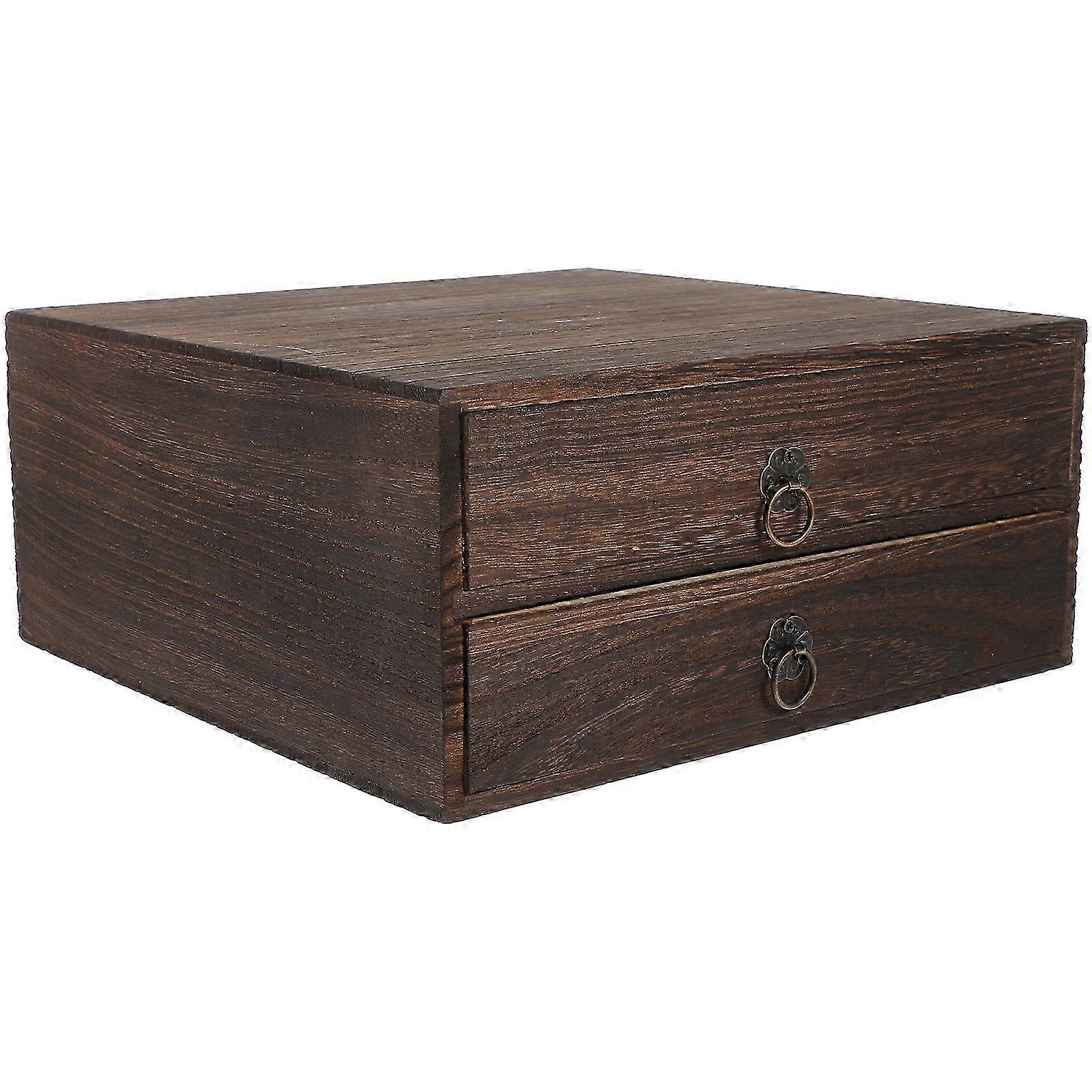 1pc Wooden Storage Box Drawer Type Sundries Organizer Box Storage Container