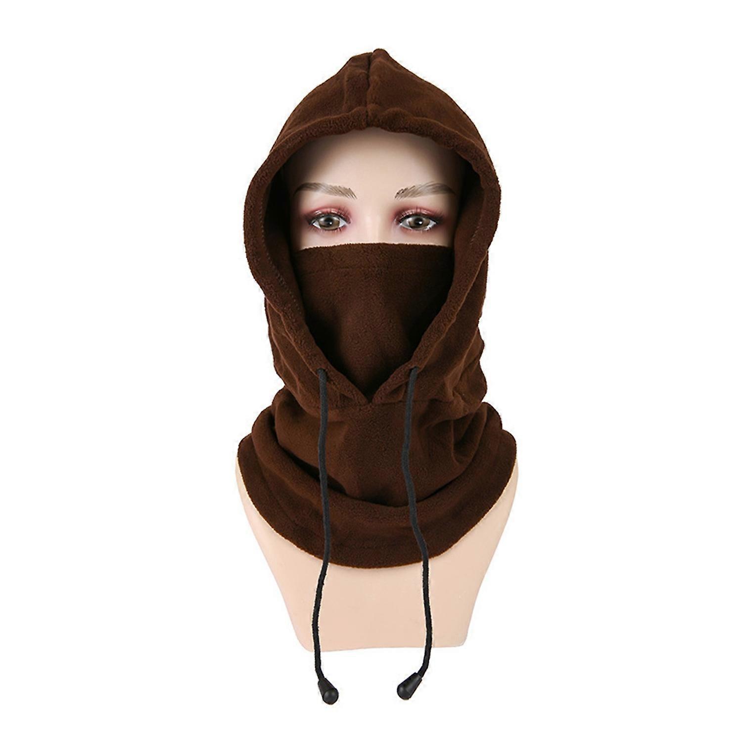 Cycling Headgear with Front Cover Windproof Drawstring Sunscreen Dustproof Full Protection Knit Cap