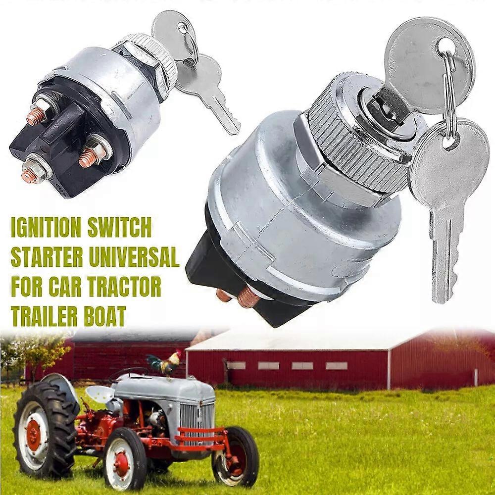 Ignition Switch Starter w/2 Keys ON/OFF Universal for Car Tractor Trailer Boat
