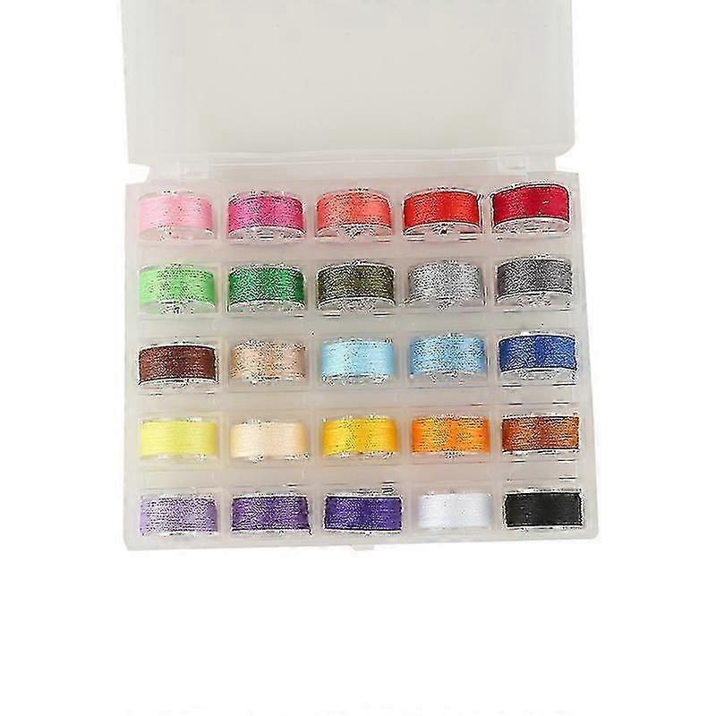 25Pcs Multicolor Bobbin Thread Bobpools Fili di poliestere Bobine macchina da cucire con scatola di stoccaggio per accessori da cucito da ricamo