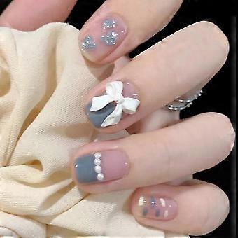 3d Franse Boog Ontwerp Nep Nagel Volledige Dekking Valse Nagel Tips Plak op Nagels Nep Druk Op Spijkers Lijm Modellen