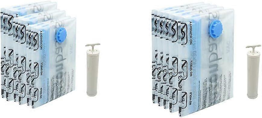 Vacuum Compression Storage Bags with Hand Pump - 6-Pack (2 Jumbo, 2 Large, 2