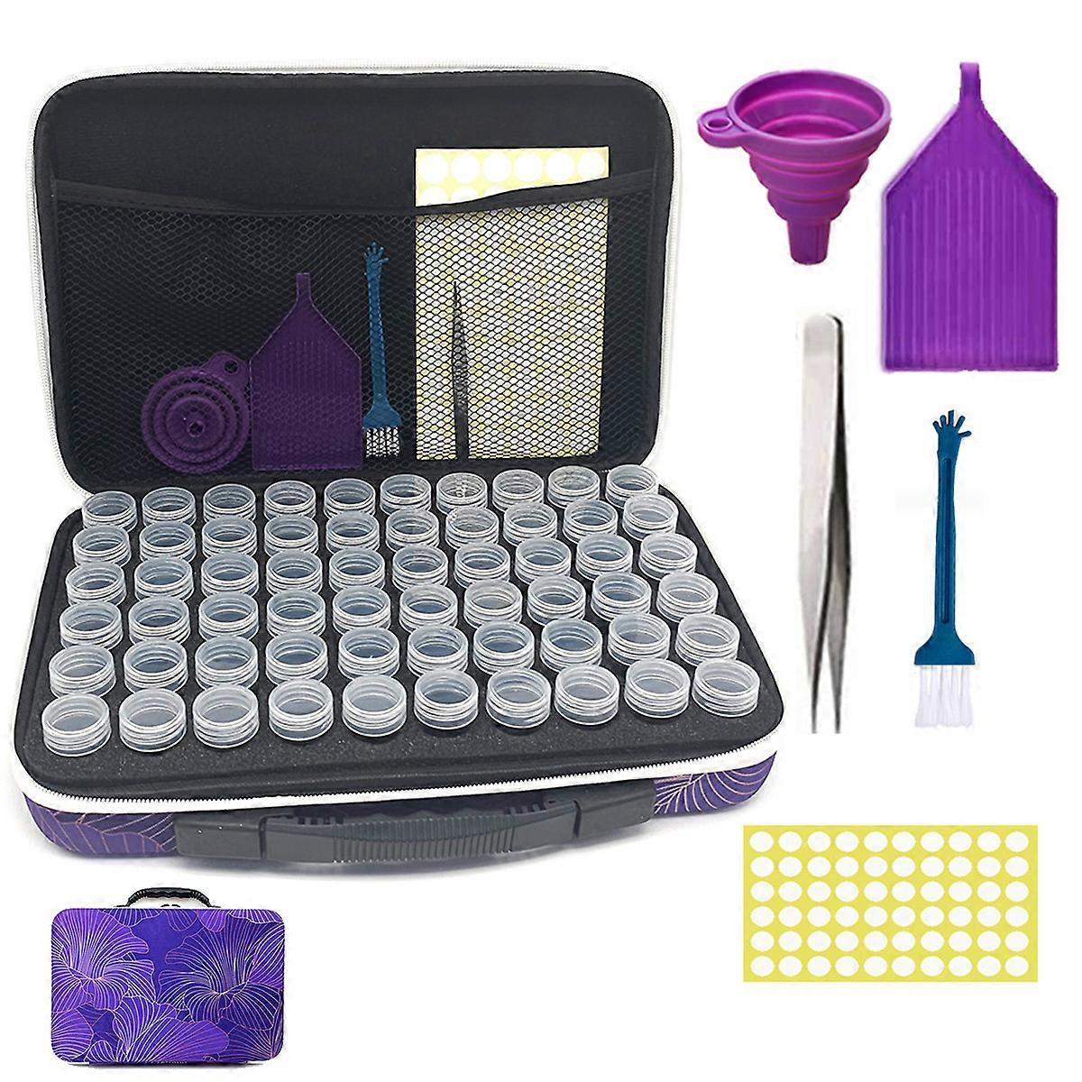 60スロットダイヤモンドアート収納ケース - ジュエリービーズ用のポータブル耐衝撃オーガナイザーとアクセサリーボックス