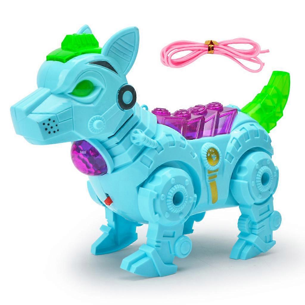 Robot Dog Pet for Smart Toy Electronic Kids Interactive Walking Puppy with Music, Walking, Wagging Tail,Gift for Kid  Blue
