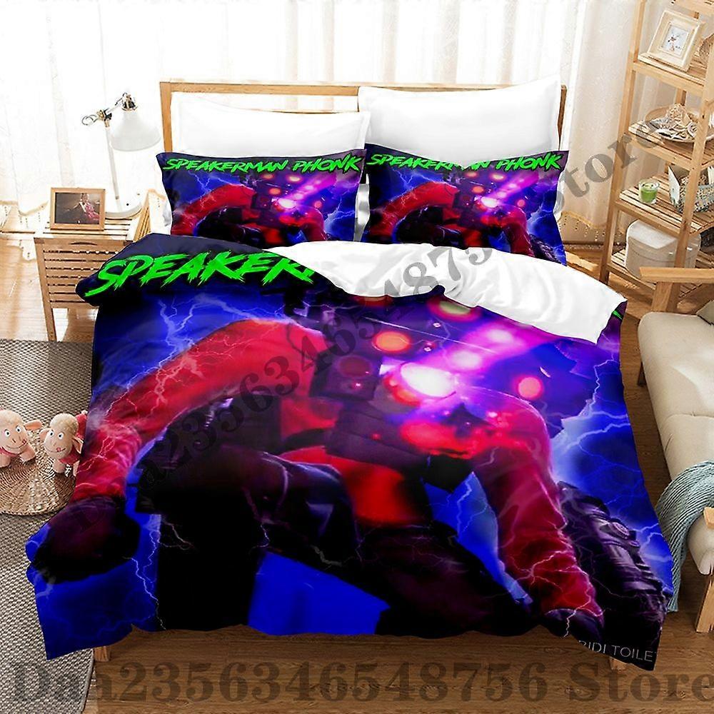 v894 Lakan Skibidi Toalett Lakan Set Enkelrum Full Queen King Size Sängset Vuxen Barn Sovrum Påslakan Set Tryck Anime Lakan Set 3-Piec