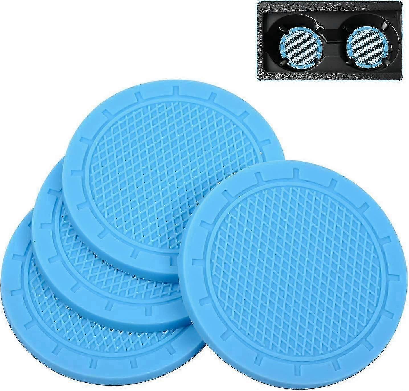 Car Coasters, Wisdompro 4 Pack Pvc Car Cup Holder Insert Coaster(2.75" Diameter, Lightblue)